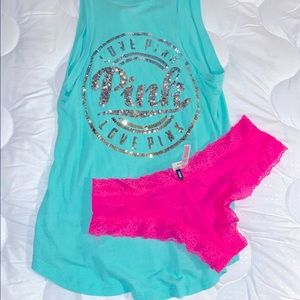 Victorias Secret PINK tank top size extra small XS & NWT hot pink cheekie (med)